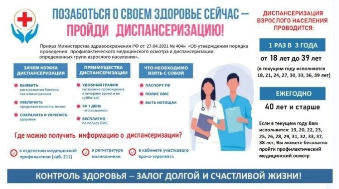 Каждый, кто имеет полис ОМС, может пройти диспансеризацию и профилактический осмотр!